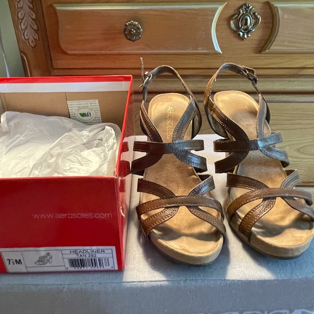 Tan Strappy High Heel Sandal - Arrosoles Headliner